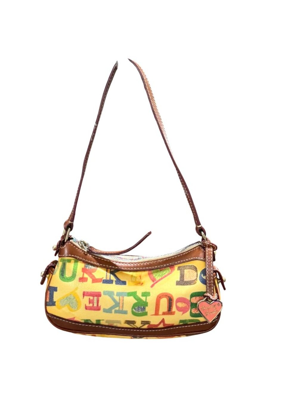 Dooney & Bourke Crayon Graffiti Letters Mini Shoulder Bag Brown Leather Spellout